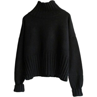 Black White Warm Winter Tur Korean Knit Women Autumn Sweater