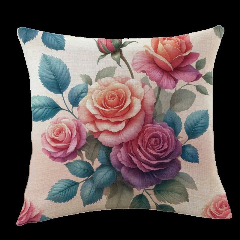 复古手绘文艺田园玫瑰抱枕飘窗沙发靠垫客厅卧室装饰靠背床上靠包,居家布艺,靠垫/抱枕,淘宝优惠券,粉丝福利购,淘宝优惠卷