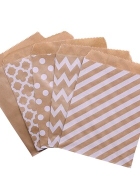 100pcs/pack Kraft Paper Bags Wave Dot Candy Biscuit Bag for