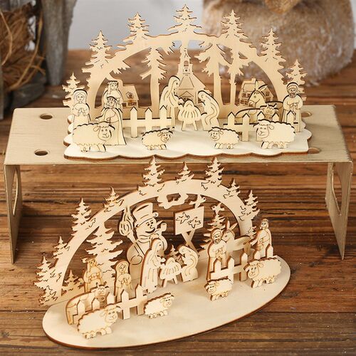 Christmas decorative wood diy ornaments stereo round ornamen