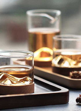 Irish Whiskey Wine Cup Small Mountain with Wooden Base