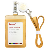 耐脏皮质卡套工作证吊牌胸牌医院护士可伸缩拆卸皮绳定制印logo