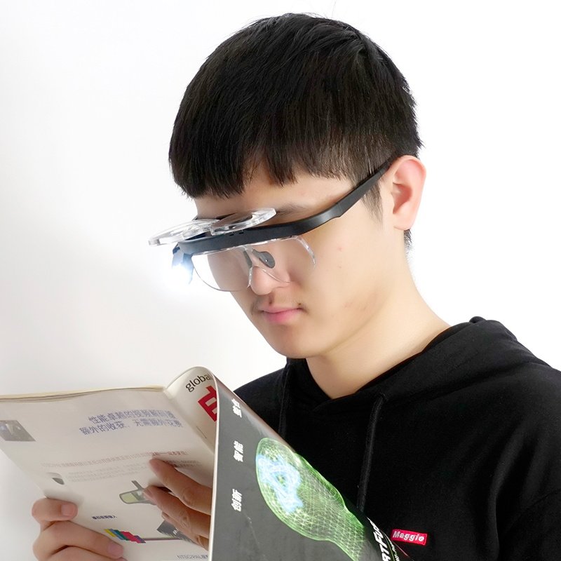 头戴放大镜充电带led灯老人儿童阅读维修嫁接睫毛美容纹绣十字绣