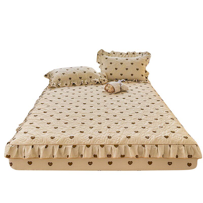 全棉薄款榻榻米床笠单件全包保护垫套加棉绗缝四季通用纯棉四件套