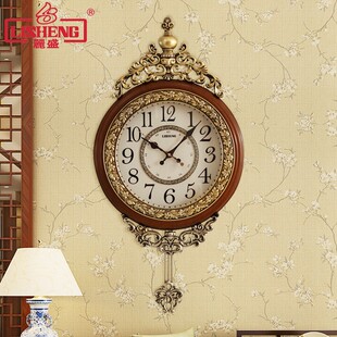 丽盛欧式挂钟客厅静音家用时钟创意墙壁钟表田园大气装饰石英摆钟