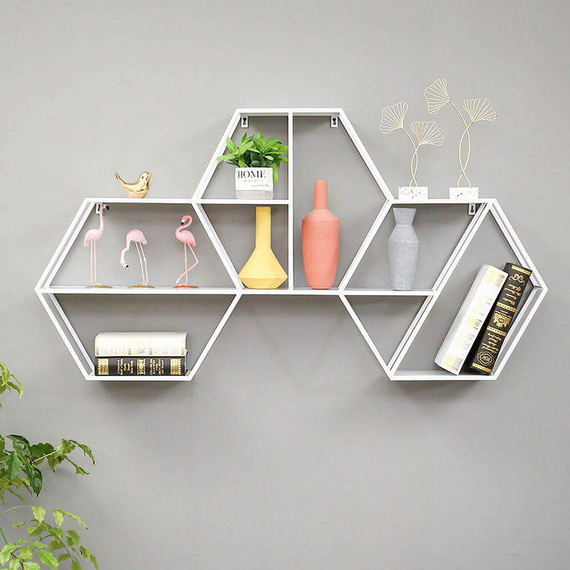 创意书架置物架壁挂酒架墙上收纳架装饰客厅背景电视墙壁展示柜子