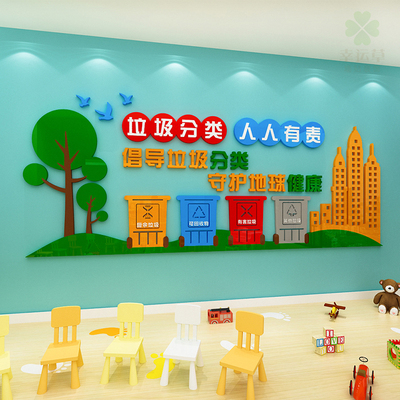 垃圾分类从我做起教室黑板报布置装饰中小学班级文化环保主题墙贴
