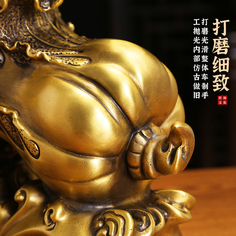 黄铜聚宝盆白菜摆件家居客厅玄关店铺开业送礼装饰品工艺礼品