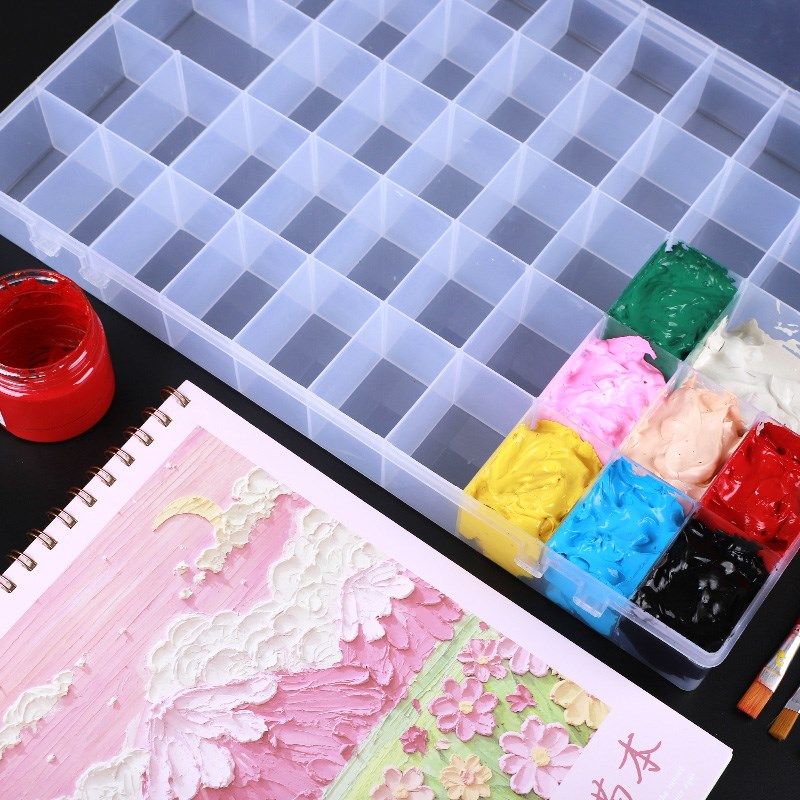 水粉颜料盒空盒美术生专用丙烯颜料分装盒24格大小格子调色盒带盖,文具电教/文化用品/商务用品,调色盒,淘宝优惠券,粉丝福利购,淘宝优惠卷