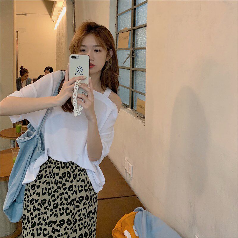 设计感豹纹半身裙女高腰松紧夏天中长款褶皱包臀小众A字2024新款