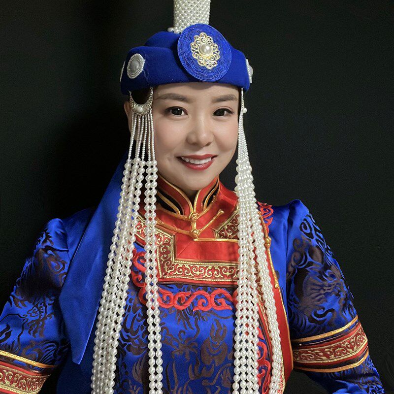 蒙古帽子女士少数民族舞蹈演出礼仪蒙古族高帽子头饰蒙古袍女帽