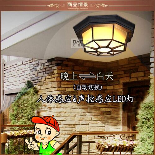 欧式吸顶灯阳台灯防水户外led复古过道走廊门厅创意美式声控灯具