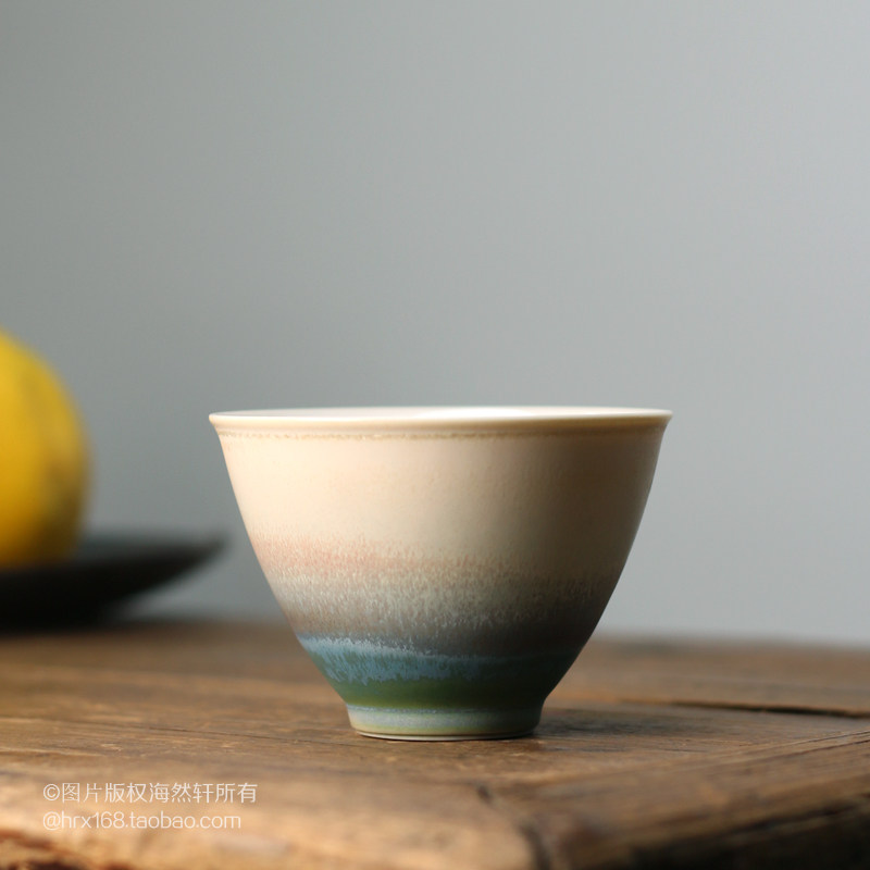 复古手工窑变彩虹杯圆杯中式个性主人杯陶瓷泡茶杯大号功夫茶杯