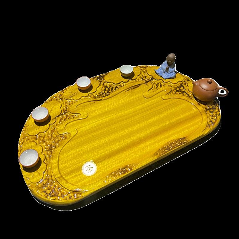 金丝楠木茶盘实木整块原木小型茶台简约家用花梨根雕排水茶海茶具