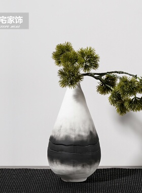 新中式水墨陶瓷花瓶小口花器铸铁壶琉璃茶具套装客厅茶几组合摆件