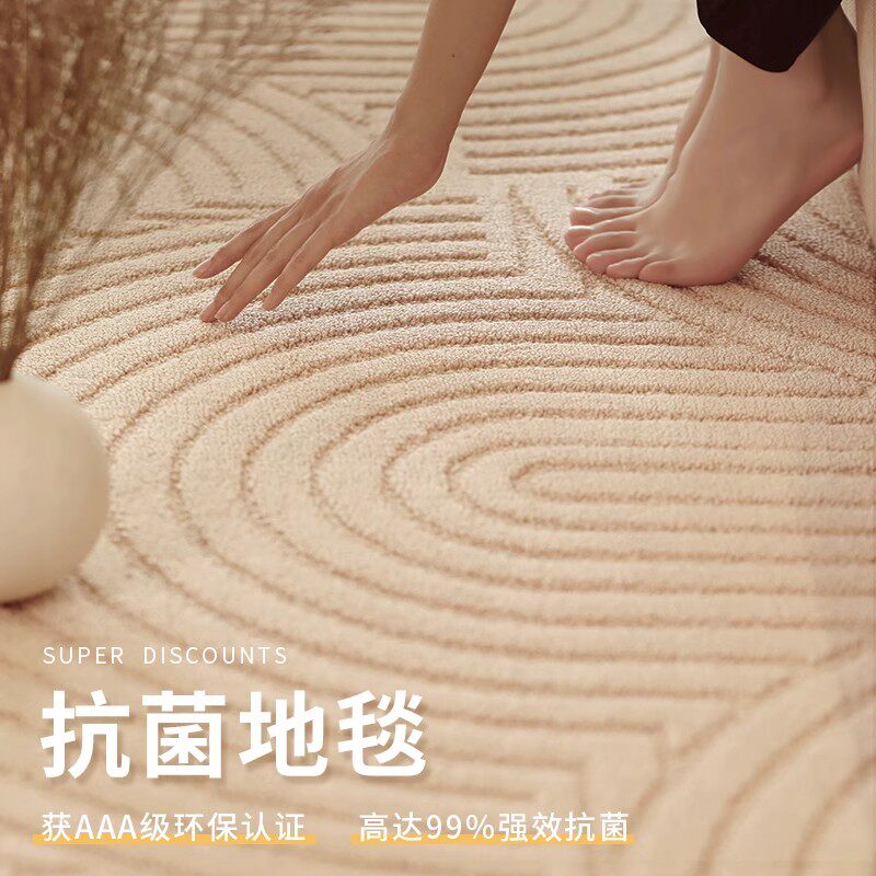地毯客厅奶油风硅藻丝地垫免洗可擦轻奢高级感防水防污茶几沙发毯