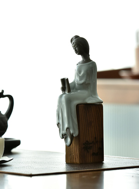 晟初创意陶瓷人物琴棋书画侍女禅意摆件家居客厅书房博古架装饰品