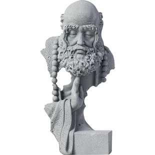 中式悟道达摩祖师茶宠摆件青砂石鱼缸造景家居客厅玄关桌面装饰品