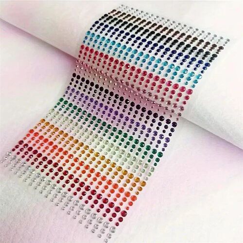 1sheet 900pcs Rainbow Face Glittle Gem Stickers Stick-On Fac