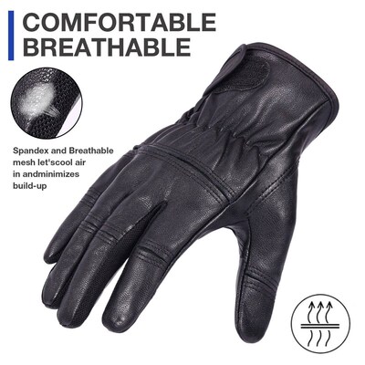 Sheepskin Driving Gloves Leather Mens Motorcycle Glove Warm
