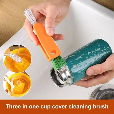 3 in 1 Multifunctional Cup Cleaning Brushes Rotatable Cup Mo