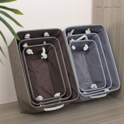 Cotton Linen Folding Storage Baskets Kids Toys Organizer Clo