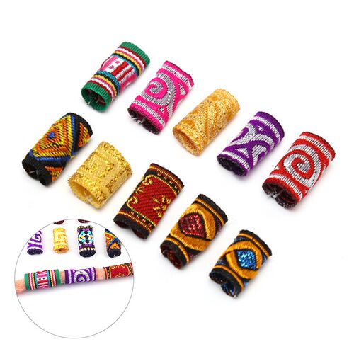 10Pcs/Lot Hiphop Embroidery Fabric Hair Braid Dread Dreadloc