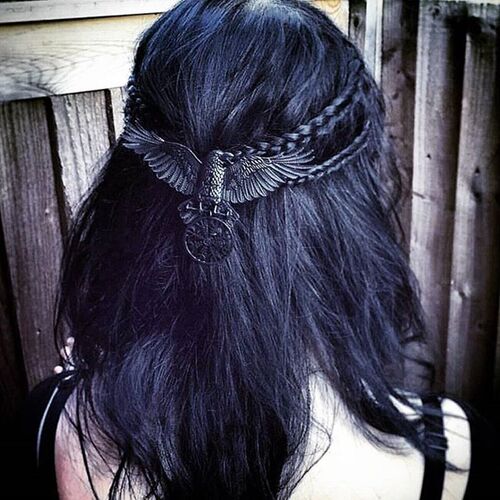 Unique Viking Black Oversized Crow Hair Clip Accessories For