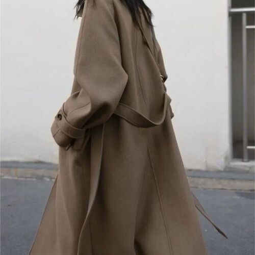 Winters Woolen Coats Elegant Lace-up Wool Outwear Women Sol
