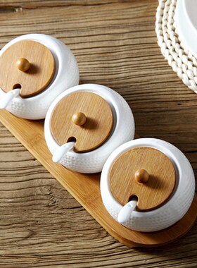 Ceramic Seasoning Jar Three-piece Set Seasoning Box Set Hous