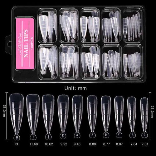 100Pcs/box Full ver Sculpted Nail Tips Fake Finger Nails Ext