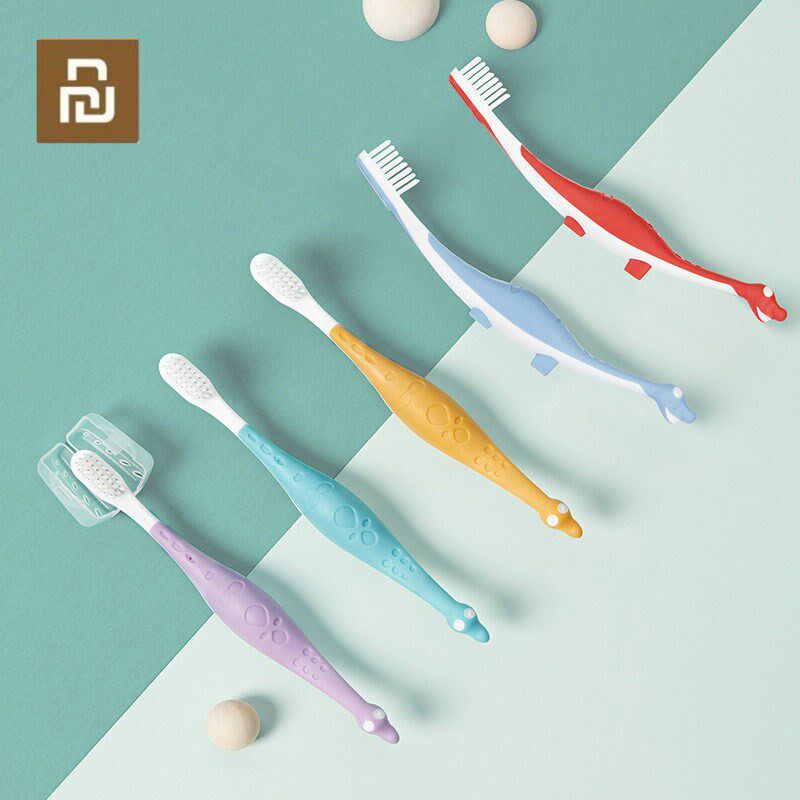 5Pcs Kids Toothbrushes Cute Dinosaur Shape Kids Boys Girls C - 实物图