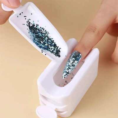 Double Layer Nail Glitter Powder Recycle Box Nail Tool Dust