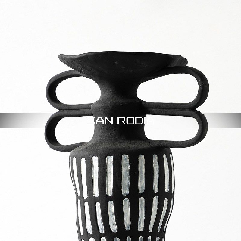 复古侘寂风耳提篮陶瓷花瓶样板间民宿茶室书房玄关插花器装饰品,家居饰品,花瓶,淘宝优惠券,粉丝福利购,淘宝优惠卷