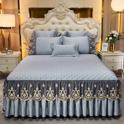 European Lace Quilted Bed Skirt Single Piece Three-piece Set