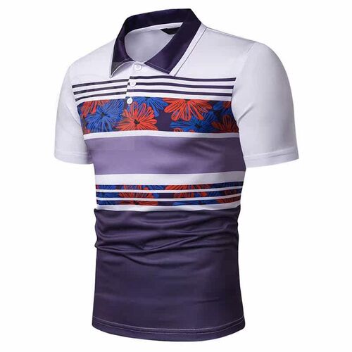 (Summer mens short sleeved polo shirt mens contrast stripe