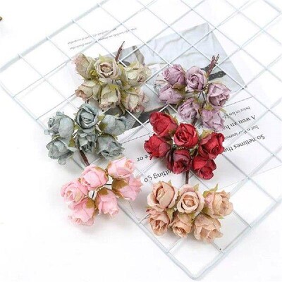 Retro Artificial Rose Flower Real Touch Mini Bouquet