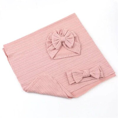 New Baby Swaddle Quilt Set Newborn Polycotton Solid Color Wh