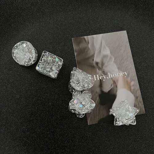 2 Pack Silver Sequins Small Grab Clip Bangs Clip All-match S