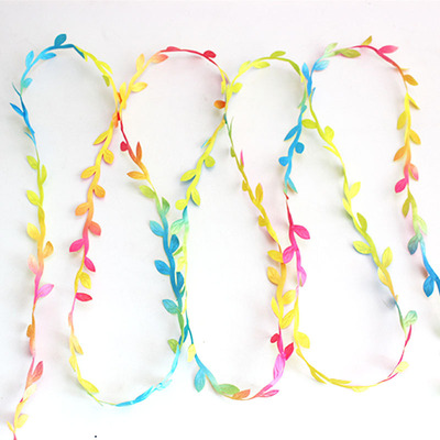 10yards Silk Leaf-Shaped Handmake Artificial Green Leaves fo