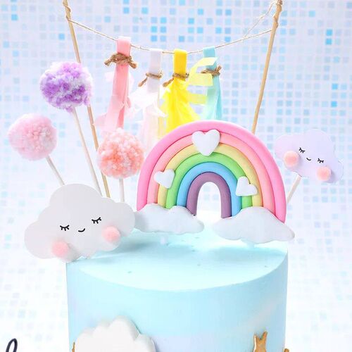 Cloud Rainbow Cake Topper Birthday Cake Decor One Year Birth
