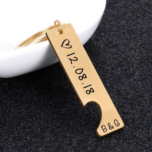 Customized Couples Keychain Boyfriend Girlfriend Keyring Hus