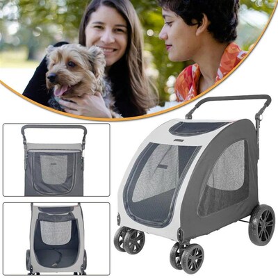 Foldable Pet Jogger Stroller for Large Dogs up to 110 lbs, U