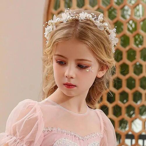 Spring Bohemian Girls Bridal Pearl Hair Headdress Flower Wre