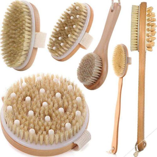 Dry Skin Wood Body Brush Exfoliation Natural Bristle Back Br