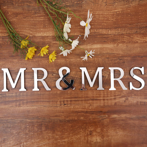 English Letters Acrylic Mirror Surface Wall er 3D Silver Alp