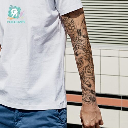 Rocooart Black Temporary Tattoo Stickers For Men Full Body