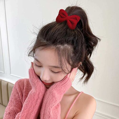 Three-dimensional velvet bow hairpin super fairy girl hairpi