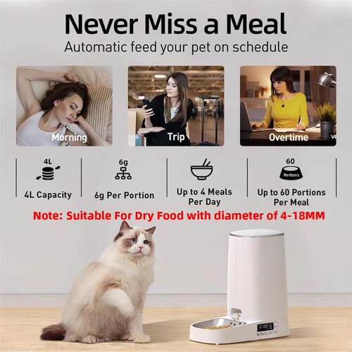 Automatic Pet Feeder Smart Control Cat Food Kibble Dispenser