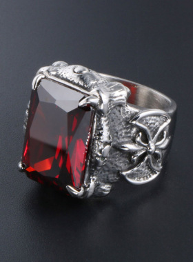 Mens ring ring titanium steel casting overlord retro Ruby i